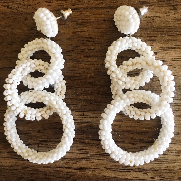 Anthropologie Jewelry - White Beaded Anthropologie Earrings